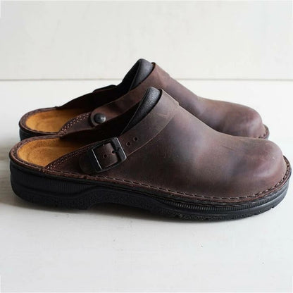 👞 Pago contra entrega✅【38-48】Pantuflas de cuero natural, suela suave, muy cómodas de llevar ✅Unisex ✅2 unidades con un 70% de descuento