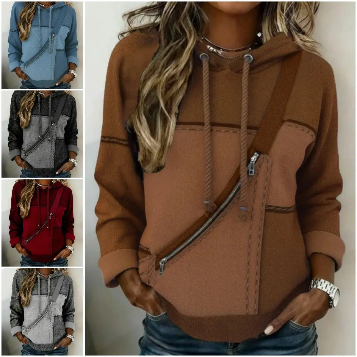 🎀【S–5XL】Női kapucnis hosszú ujjú felső – divatos mintával, kényelmes viselet
