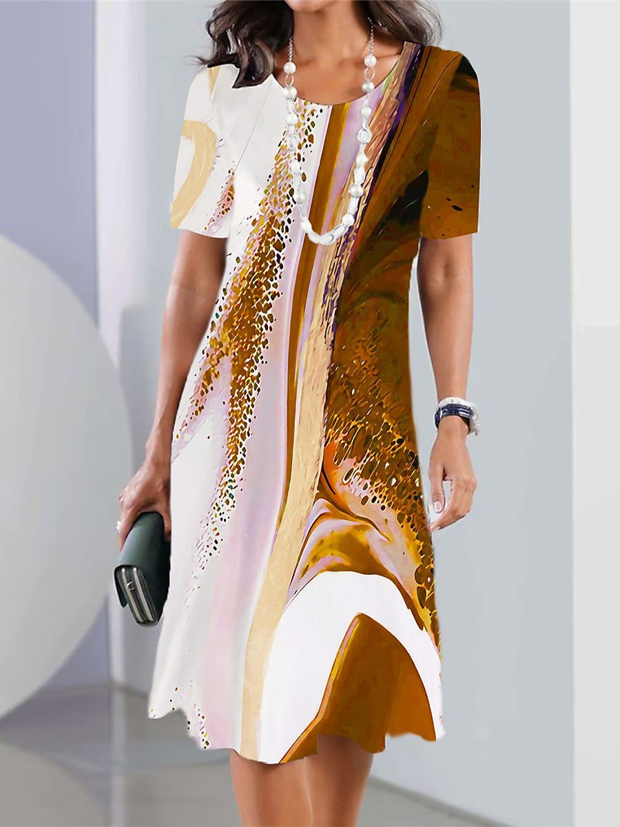 👗【XS-5XL】2026 szexi női kerek nyakú, nyomott ruha