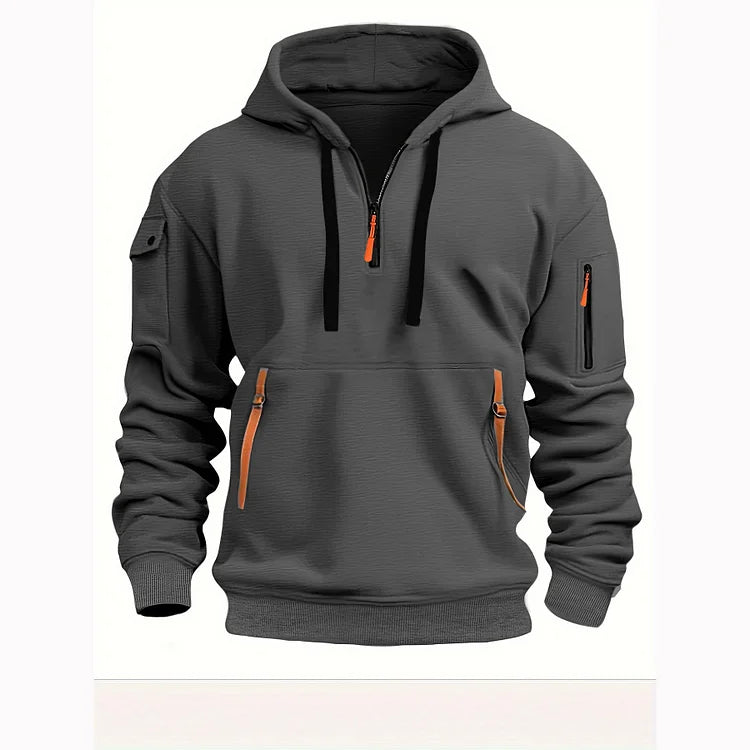 🧑【S-5XL】Prémium férfi ruházat – Bestsellerek, férfi kerek nyakú kapucnis pulóver, őszi-téli sláger
