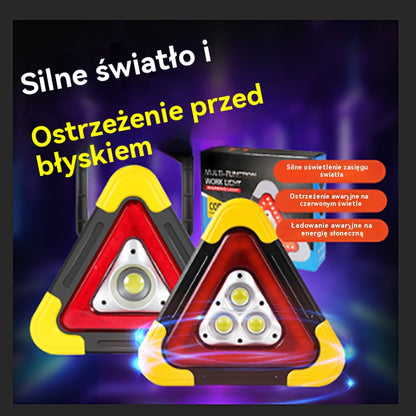 🔥Nowość 2025🔥Trójkąt ostrzegawczy z zasilaniem solarnym, trzy w jednym