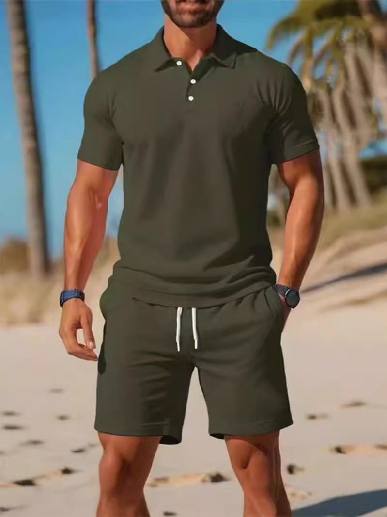 【S~3XL】Férfi szett, amely egy rövid ujjú ingből és egy rövidnadrágból áll, tökéletes hétköznapokra.