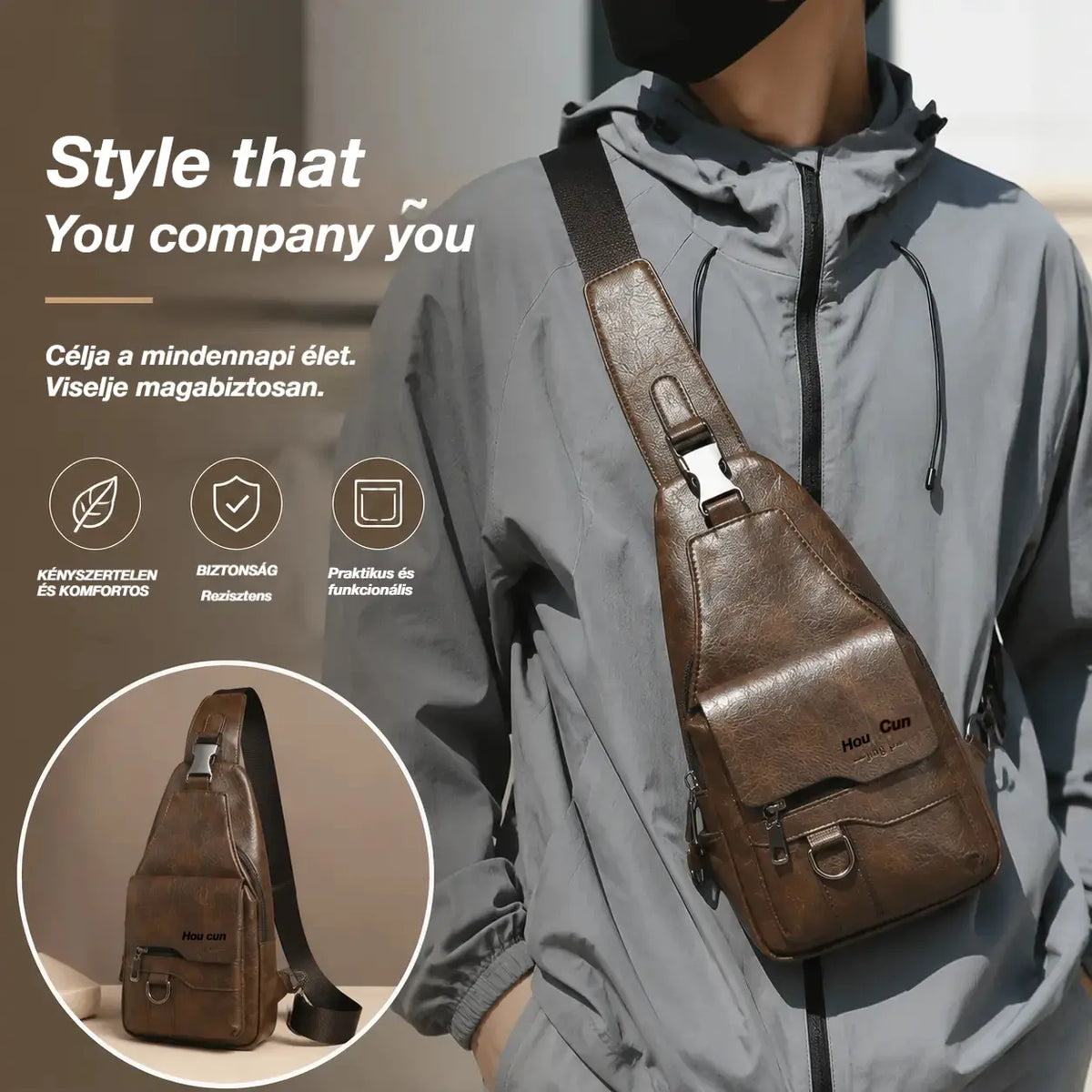 【💥Második termék féláron, korlátozott ideig】🎒 Retro stílusú, vízálló, valódi bőr válltáska: nélkülözhetetlen darab a mindennapi ingázáshoz.