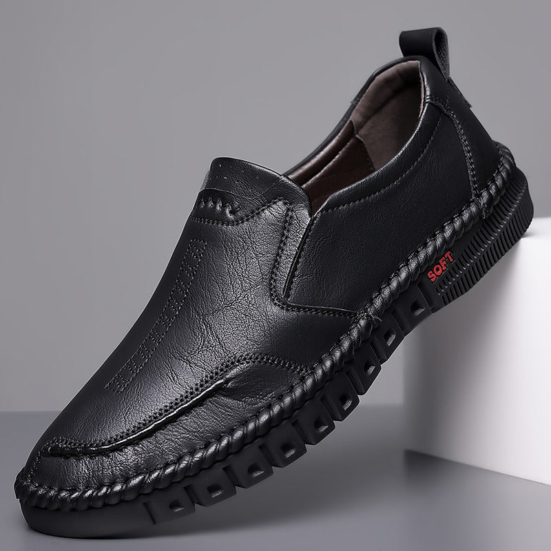 👞【39-44-es méret】2026 Férfi bőrcipő, egyszerű és praktikus, puha talpú, csúszásmentes és lélegző
