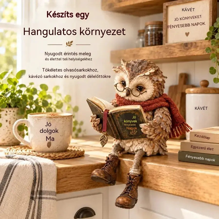 💥 50% kedvezmény korlátozott ideig! 🦉 Imádnivaló olvasó bagoly figura