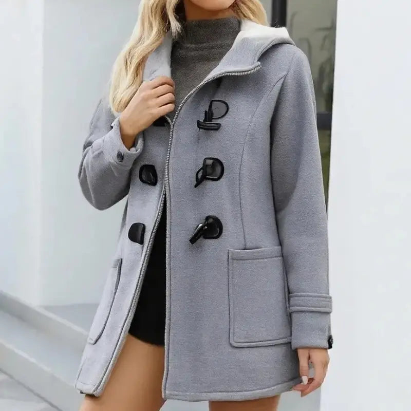 【M–6XL】Meleg, kapucnis női kabát, középhosszú