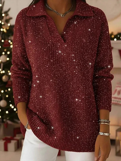 🎀【S-5XL】Csillámos Éjszaka mintaúttöltésű, rúddal ellátott fésűs pulóver