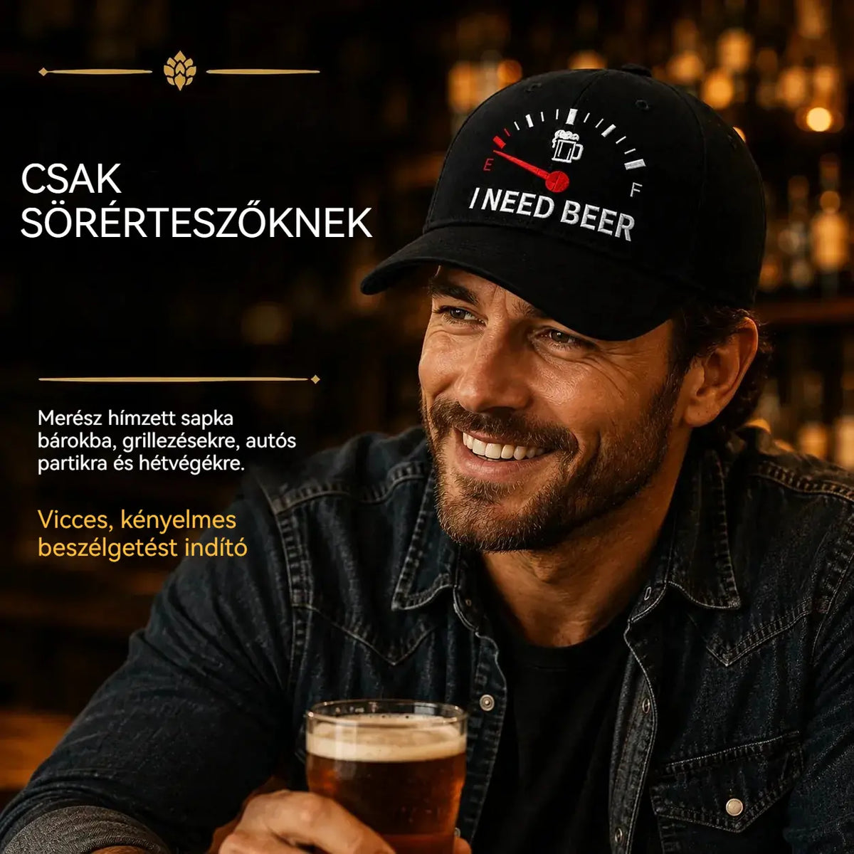 🔥 Utolsó nap az 50%-os kedvezményhez – 🍺 „Sörre van szükségem” (I NEED BEER) hímzett sapka – Uniszex, különleges sapka 🧢
