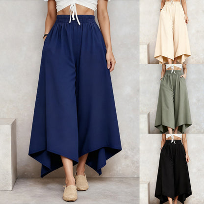 【50% kedvezmény】💖【S-5XL】Divatos női egyszínű bő szárú laza nadrág, utánvételes fizetés