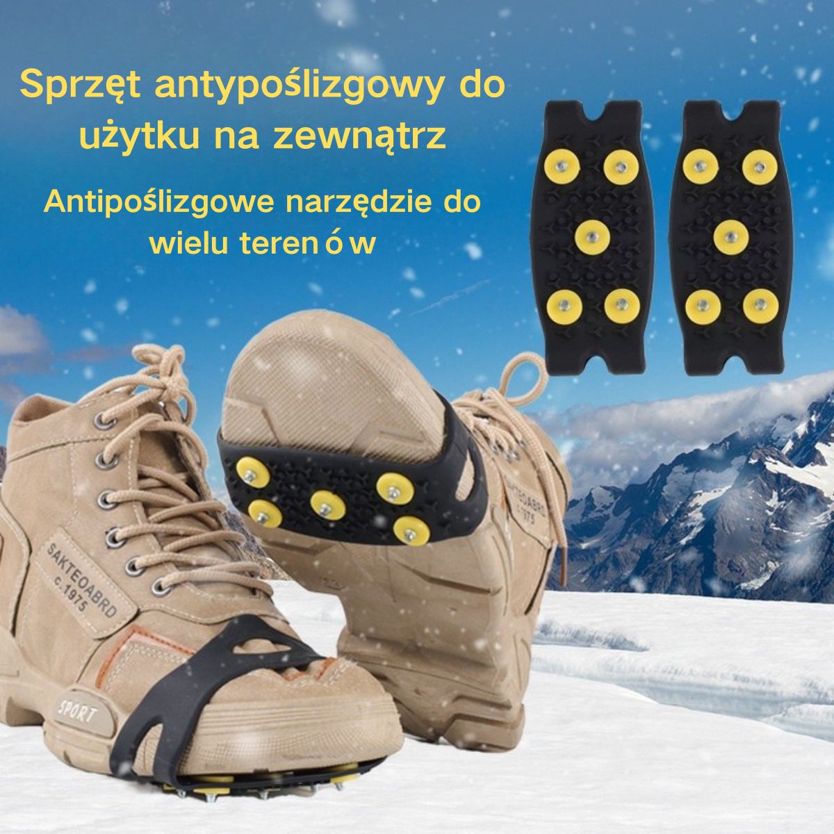 👴🚶🏔️❄️Kup 2, otrzymaj 2 gratis🔥Niewidoczne, 5-zębowe, antypoślizgowe pętle do raków, raki do użytku na zewnątrz, odpowiednie do wędrówek po śniegu, wspinaczki górskiej, wspinaczki skałkowej i zimowych powierzchni lodowych, niezbędne dla osób starszych.