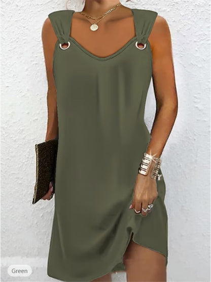 🔥🔥👗👗【50% kedvezmény】Új tavaszi és nyári ujjatlan ruha V-nyakú