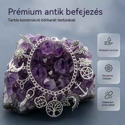 Vintage misztikus női charm karkötő – Égi, gótikus és bohó ékszer 🔮✨