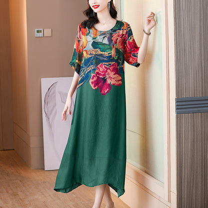 【M-5XL】 Elegáns nyomtatott ruha