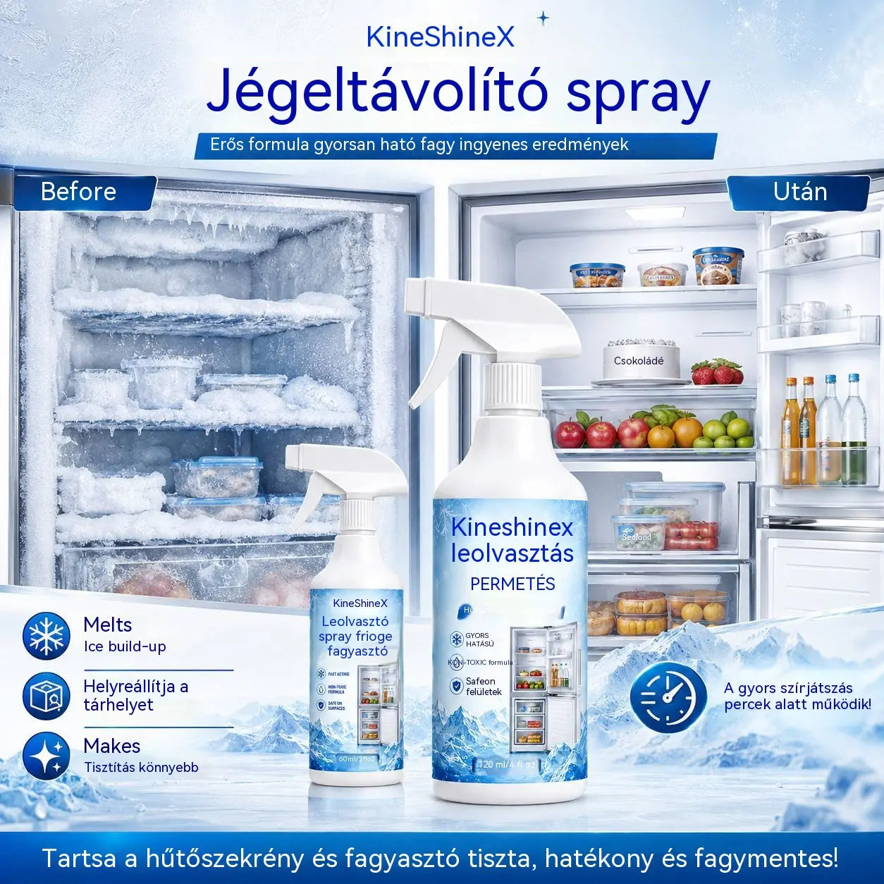 🔥【2 üveg 9200】❄️ Új jégtelenítő spray 2026 🧡 Gyorsan eltávolítható jég a fagyasztóból
