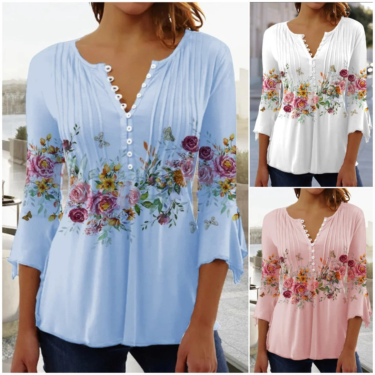 😍【Oferta ograniczona czasowo】Stylowa damska koszulka z dekoltem w serek [S-5XL]