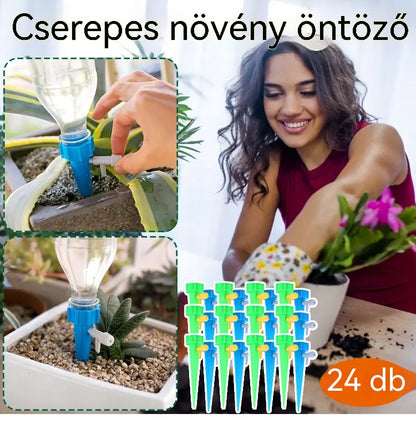 🌺【24 db-os szett】🌹🍂Automata csepegtető öntözőrendszer, ideális virágokhoz, kertekhez és cserepes növényekhez.