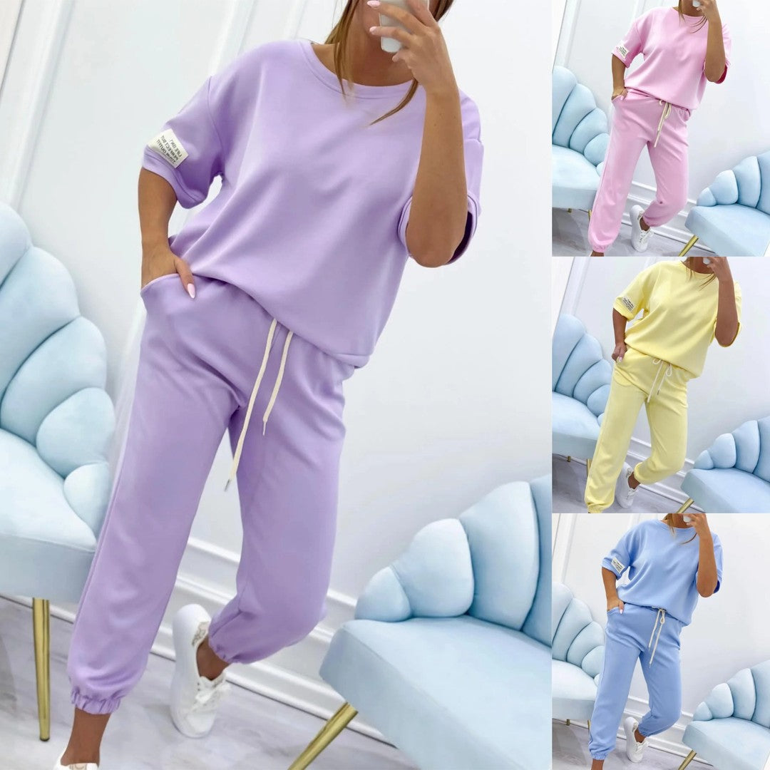 ⏳ Időben korlátozott ajánlat! ⏰Női casual szett egyszínű felsővel és nadrággal