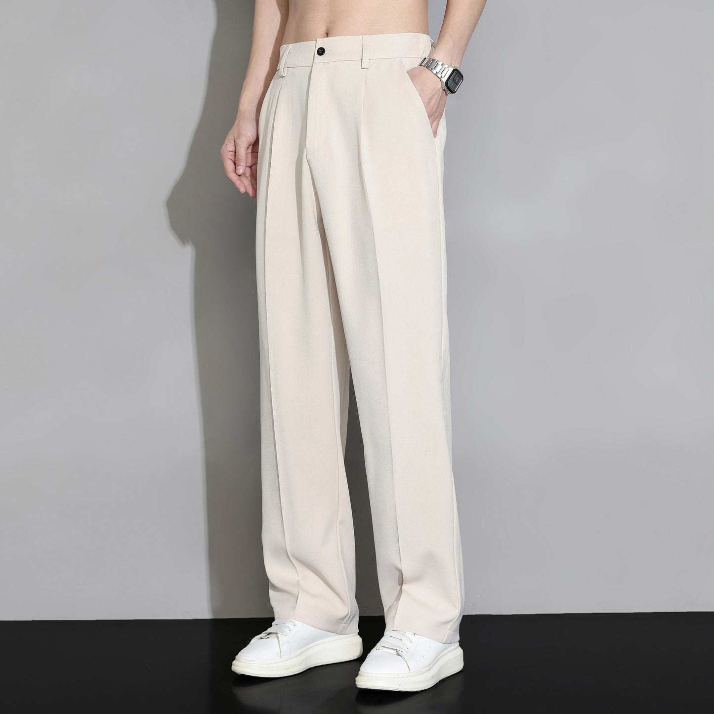 👖 50% kedvezmény! 🔥 Laza szabású férfi nyári nadrág (40-120 kg), jégselyem anyagból, gyorsan száradó, laza, egyenes szárú.