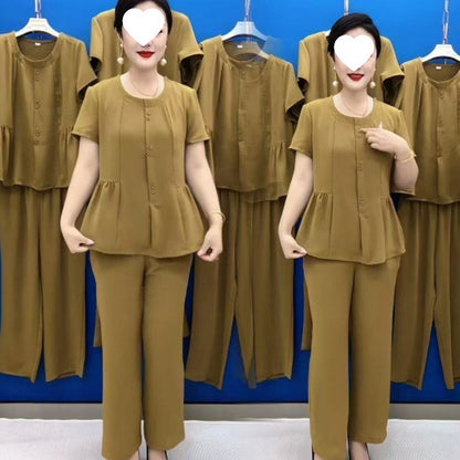【M-4XL)】Άνετο καθημερινό σετ, στενή εφαρμογή και κομψό, διαθέσιμα και μεγάλα μεγέθη, μοντέρνο και ευέλικτο. [Τοπ + Παντελόνι]