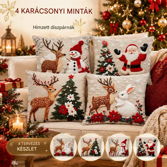 🎄【4 db-os szett】Karácsonyi dekoratív párnák, teremts otthonodban meghitt hangulatot