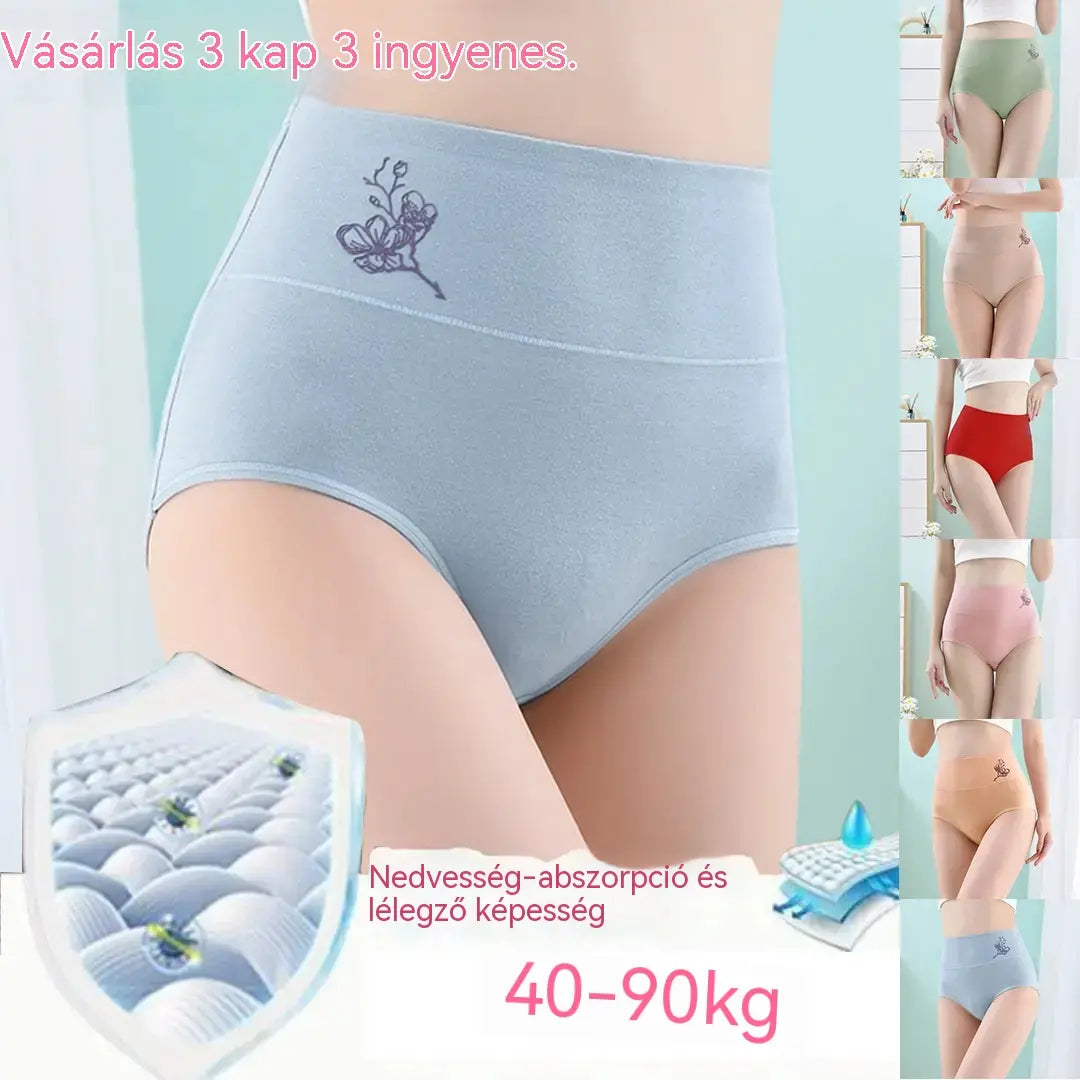 💖Utolsó nap 50% kedvezménnyel – 【Vásároljon 3 darabot, kap 3-ot ingyen】Tiszta pamut magas derekú, nagy méretű csípőemelő bugyi [40-100 kg]-4350722