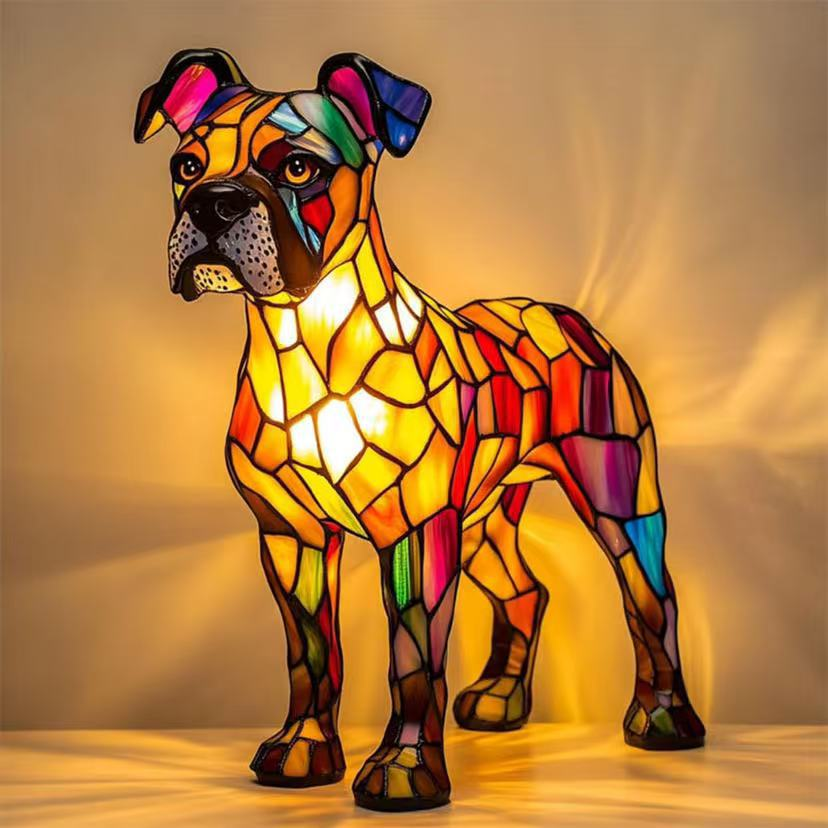 😺🐶✨Gyanta díszek, LED éjszakai fény, művészet, állatszobor, kreatív dekoráció irodába, otthonra, USB porttal ellátott kapcsoló