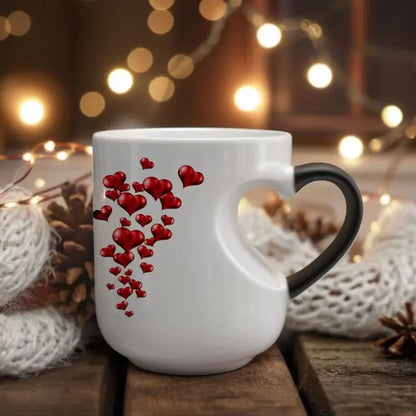📢📢50% kedvezmény!!! ⏰Romantikus szív alakú kerámia bögre (színváltós füllel)💝✨