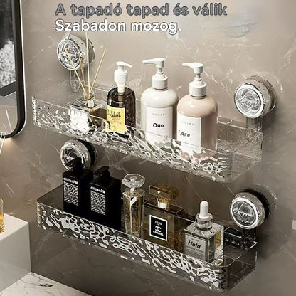 🍽️🧺🔥Vegyél egyet, kapsz egyet ingyen🔥 Ütésmentes tapadókorongos tárolóállvány, stílusos, hullámos lefolyótartó, konyhába és fürdőszobába is alkalmas