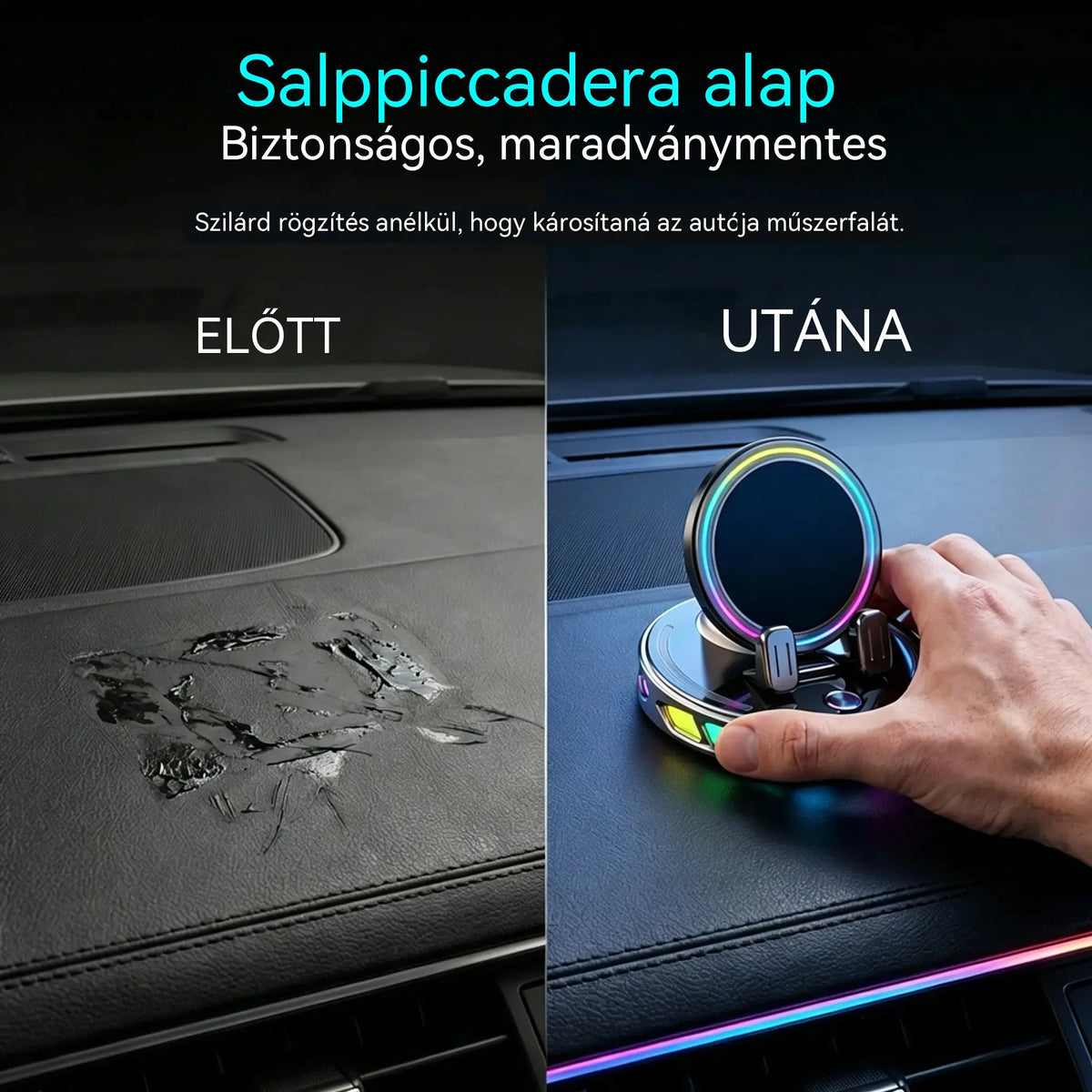 📱 RGB autós tartó automatikus rögzítéssel és 15 W-os vezeték nélküli töltéssel