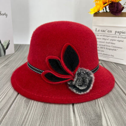 ✨✨🎀Középkorú és idősebb hölgyeknek szánt gyapjú kalap, kültéri szélálló, elegáns és könnyen kombinálható, őszi-téli