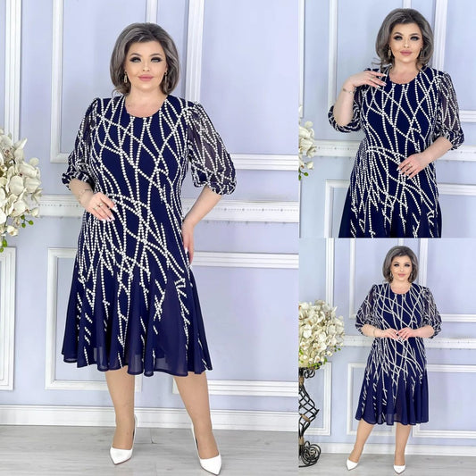 💥49% kedvezmény💕【S-5XL】Elegáns női ruha, kerek nyakú laza strandruha nyaraláshoz