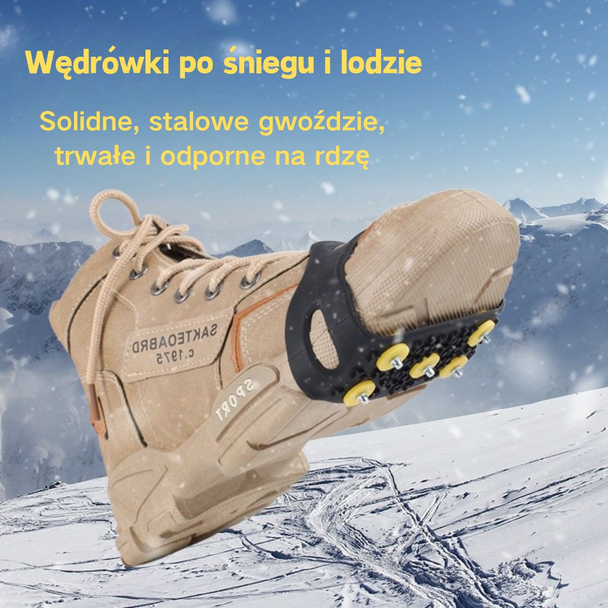 👴🚶🏔️❄️Kup 2, otrzymaj 2 gratis🔥Niewidoczne, 5-zębowe, antypoślizgowe pętle do raków, raki do użytku na zewnątrz, odpowiednie do wędrówek po śniegu, wspinaczki górskiej, wspinaczki skałkowej i zimowych powierzchni lodowych, niezbędne dla osób starszych.