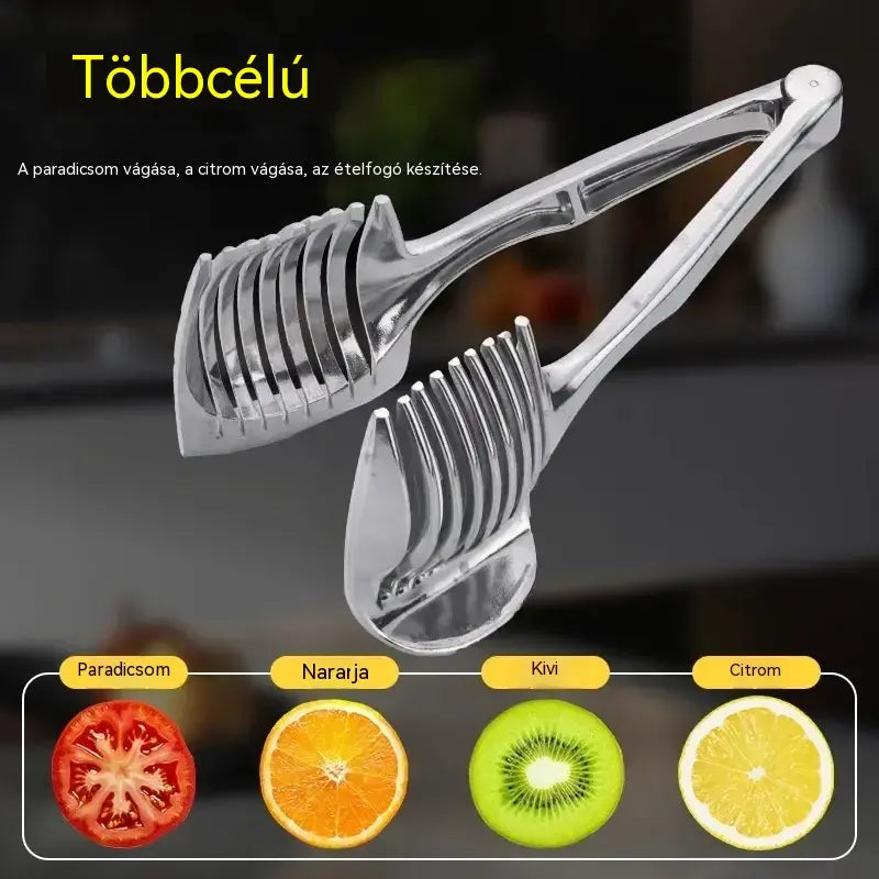 【Második termék féláron】🍅 Rozsdamentes acél kézi konyhai szeletelő | Útmutató paradicsom, citrom, hagyma és egyebek egyenletes szeleteléséhez
