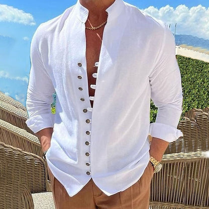 【S-3XL】Ανδρικό μακρυμάνικο πουκάμισο με κουμπιά επάνω