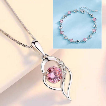 ✨💎„Óceán szíve”925 ezüst karkötő + nyaklánc szett