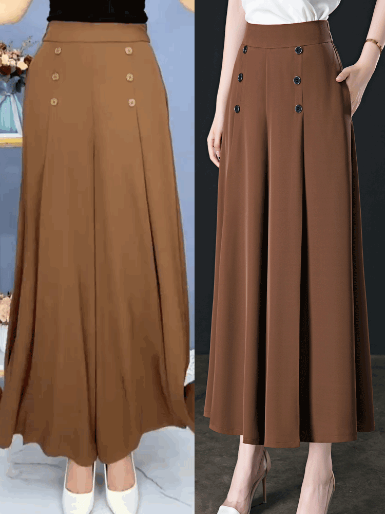 【50 % popust】💖【M-5XL】Divatos női, széles szárú, magas derekú, drapozott alkalmi nadrág
