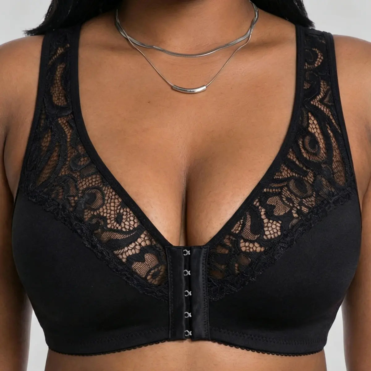 💖【Zestaw 3-częściowy】Najniższa cena wszech czasów【L-4XL】😍🩲Biustonosz push-up w dużym rozmiarze, piękna koronka, push-up i wydrążony design, zapięcie z przodu