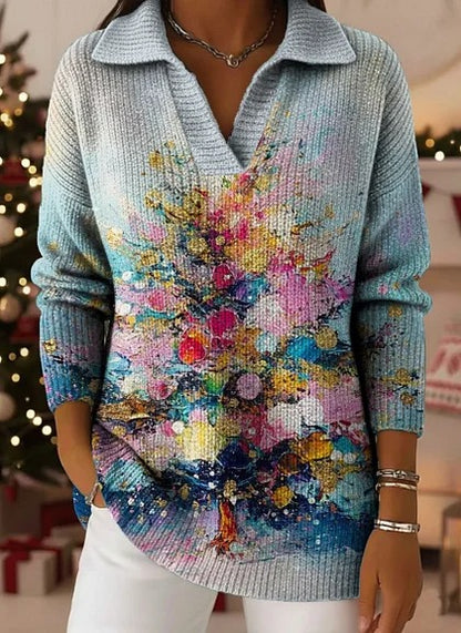 🎀【S-5XL】Csillámos Éjszaka mintaúttöltésű, rúddal ellátott fésűs pulóver