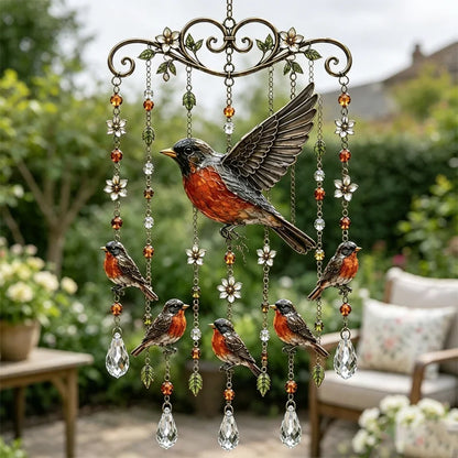 50% kedvezmény🐦Kristály szélcsengő kolibrivel és retró stílusú festett mintával