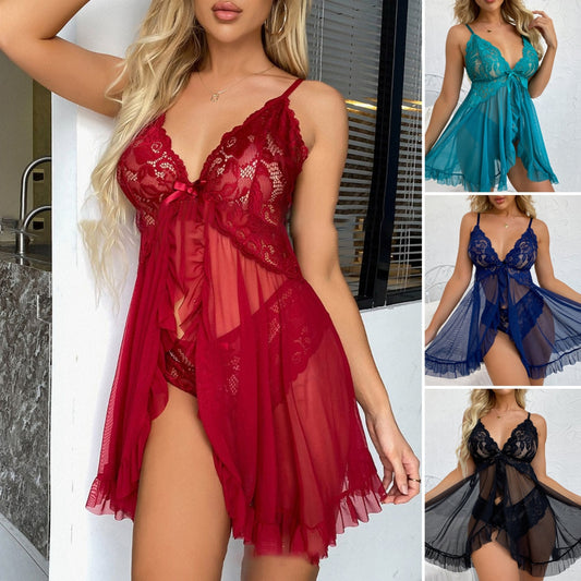 ❤️50% kedvezmény 【S-3XL】 🔥💝 Szexi női V-nyakú csipke, harisnyatartók, többszínű öltönyhálós fehérnemű