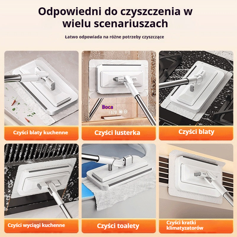 🔥【Zestaw 4】Wielofunkcyjny mop z klipsem na ściereczkę, nowy domowy mop bez potrzeby prania