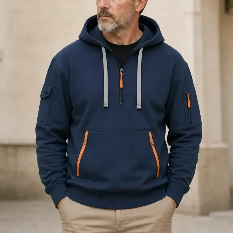 🧑【S-5XL】Prémium férfi ruházat – Bestsellerek, férfi kerek nyakú kapucnis pulóver, őszi-téli sláger