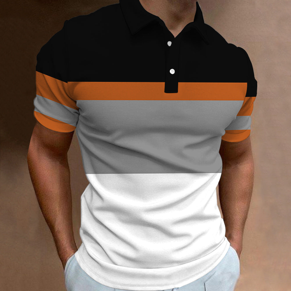 🔥【Utolsó nap, 50% kedvezmény】👔【S-6XL】Új nyári férfi csíkos 3D mintás galléros póló