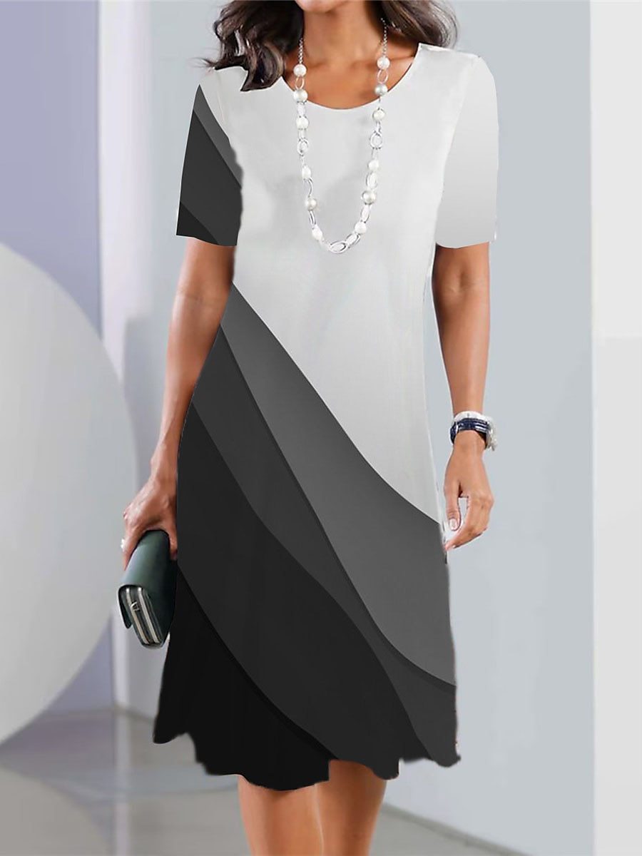 👗【50% kedvezmény】👗2026-es szexi női, nyomott kerek nyakú ruha