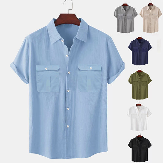 🏖️🔥【Promocja Letnia】【M-5XL】 Nowość męska lniana koszula letnia o prostym kroju – przyjemna dla skóry i miękka
