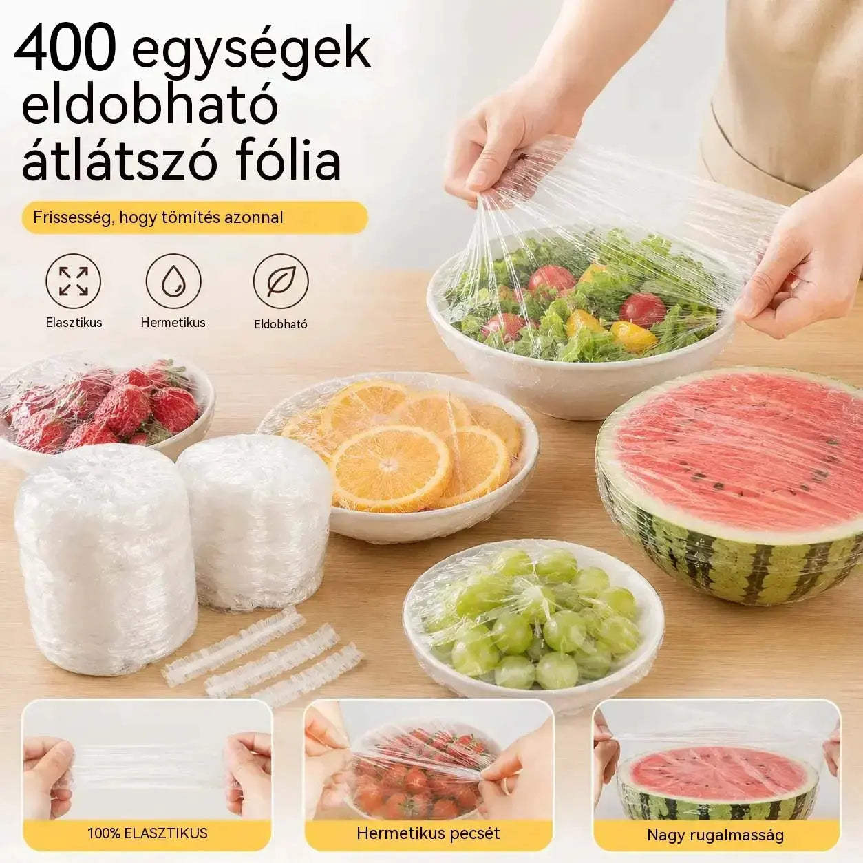 【Második termék féláron】Vastagított típusú, 4 doboz (400 darab) antibakteriális rugalmas élelmiszertároló tasakok; eldobható, élelmiszeripari minőségű élelmiszertároló tasakok