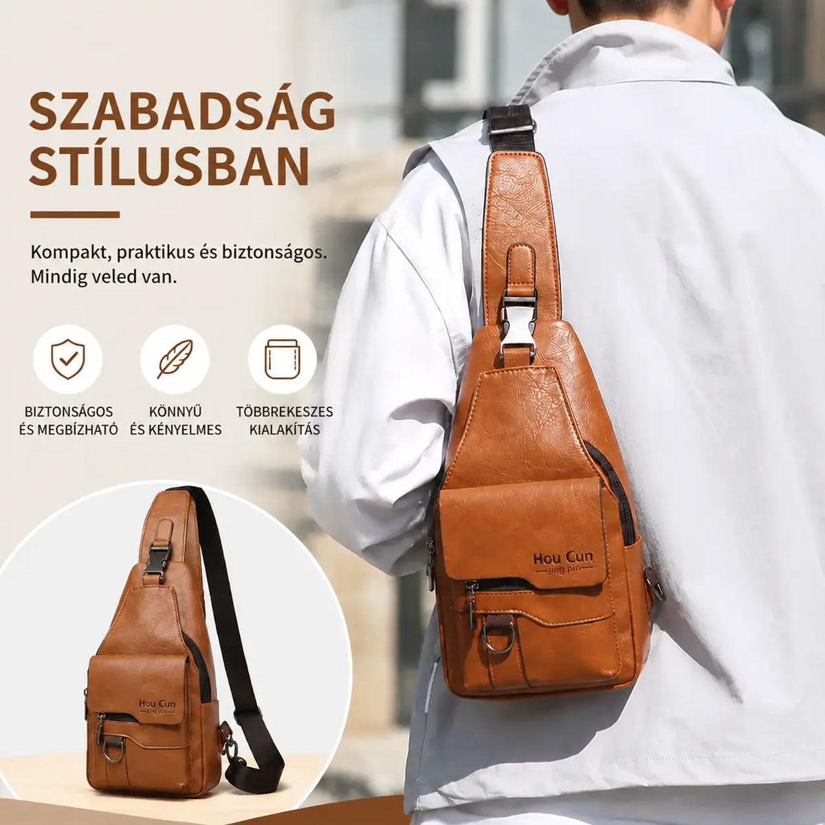 【💥Második termék féláron, korlátozott ideig】🎒 Retro stílusú, vízálló, valódi bőr válltáska: nélkülözhetetlen darab a mindennapi ingázáshoz.