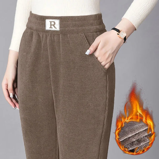 🩰👖 Új, forró ajánlat -- Leértékelve.【S-3XL】2025 őszi-téli női bársony magas derekú lezser nadrág