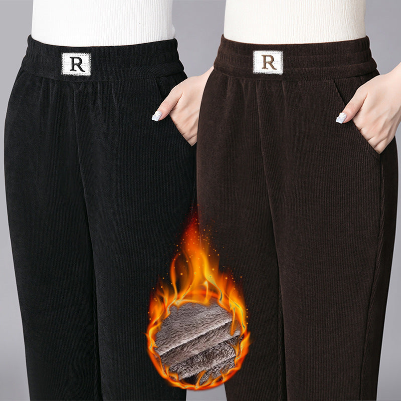 🩰👖 Új, forró ajánlat -- Leértékelve.【S-3XL】2025 őszi-téli női bársony magas derekú lezser nadrág