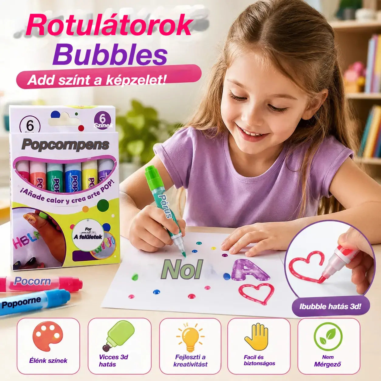 🎁【Vásárolj 1-et, kapsz 2-t ingyen】【2 darab 8800 Ft】3D nyomtatótoll gyerekeknek: Popcorn buborék rajzolás (DIY)
